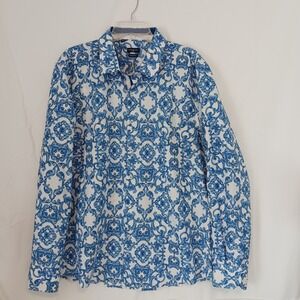 Rosso Milano Button Down Mens 2XL Blue White Excellent Baroque Modern Fit Shirt